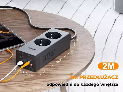 Zdjęcie produktu Listwa zasilająca TESSAN z ładowarką USB 30W - OUTLET 11