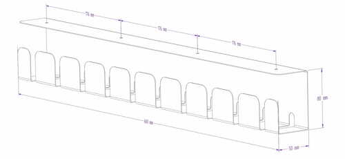 Zdjęcie produktu Organizer kabli 600x80x50 mm grzebień - czarny - OUTLET 5