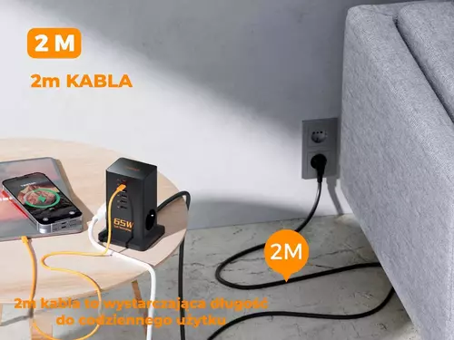 Zdjęcie produktu Nabiurkowa stacja Tessan zasilająco ładująca, 65W - OUTLET 6