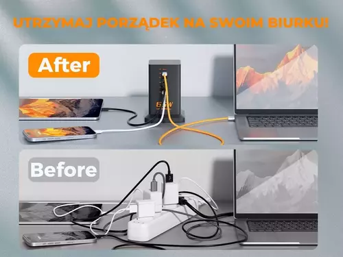 Zdjęcie produktu Nabiurkowa stacja Tessan zasilająco ładująca, 65W - OUTLET 9
