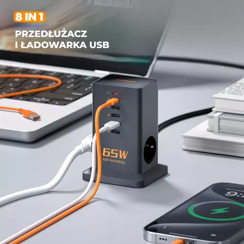 Zdjęcie produktu Nabiurkowa stacja Tessan zasilająco ładująca, 65W - OUTLET 11