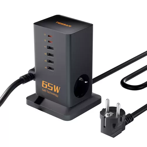 Zdjęcie produktu Nabiurkowa stacja Tessan zasilająco ładująca, 65W - OUTLET 5