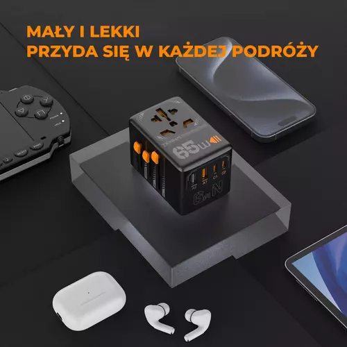 Zdjęcie produktu Uniwersalny adapter podróżny TESSAN z ładowarką USB 65W - OUTLET 6