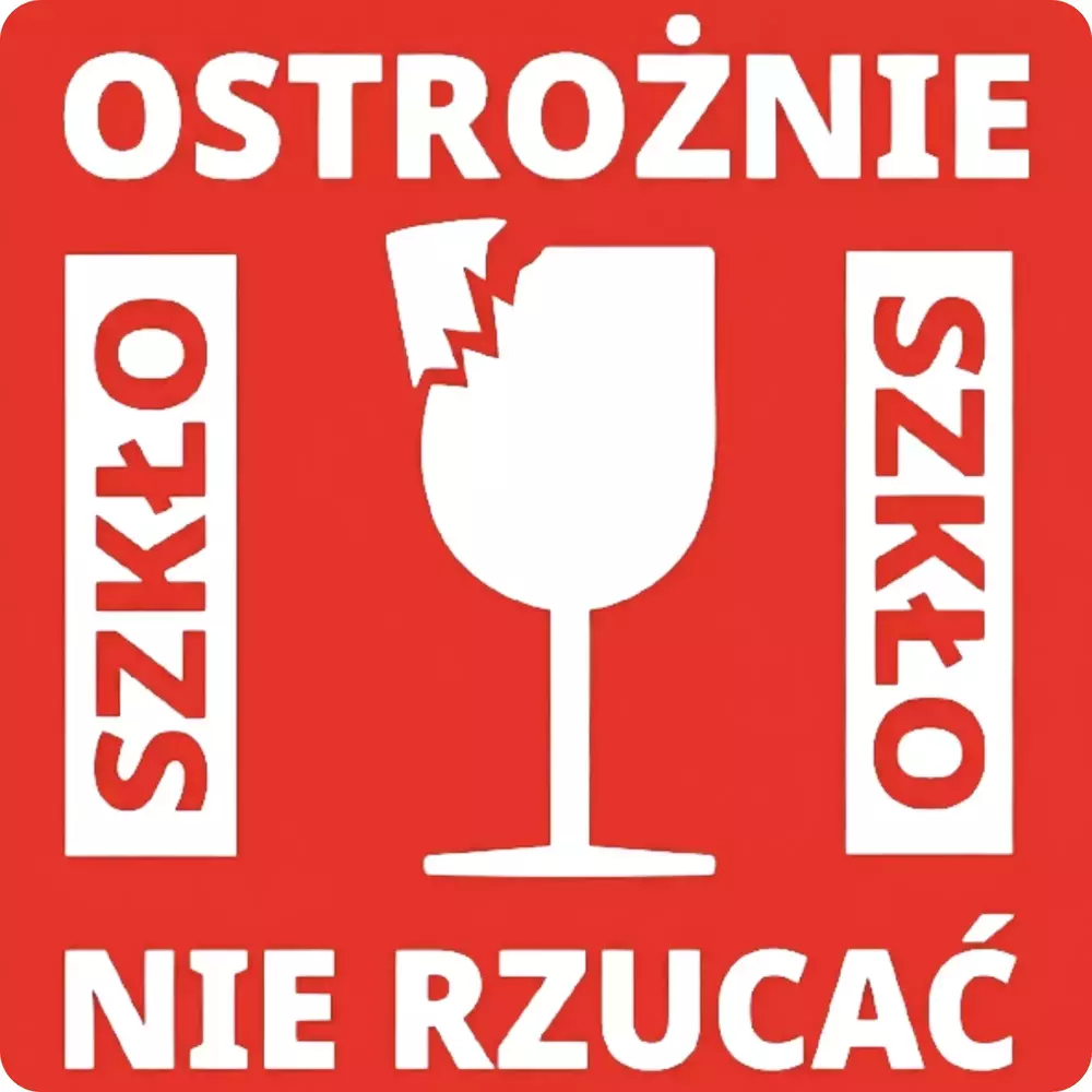 Zdjęcie produktu Etykieta termiczna 55x55 rolka 1000 szt. OSTROŻNIE SZKŁO