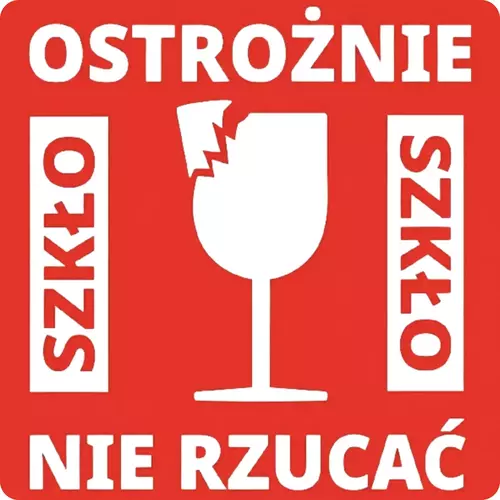Zdjęcie produktu Etykieta termiczna 55x55 rolka 1000 szt. OSTROŻNIE SZKŁO