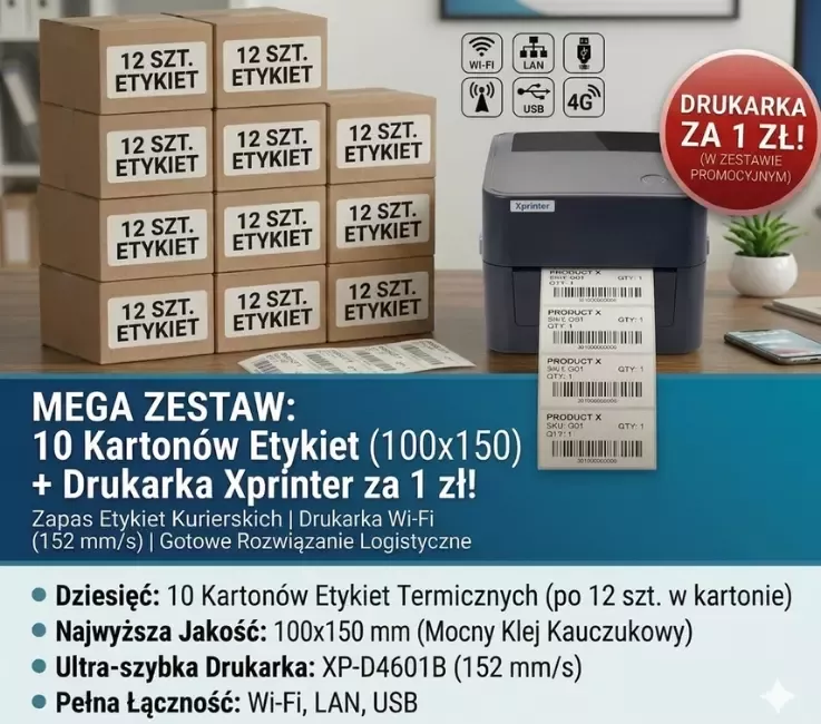 Zdjęcie drukarka plus etykiety 